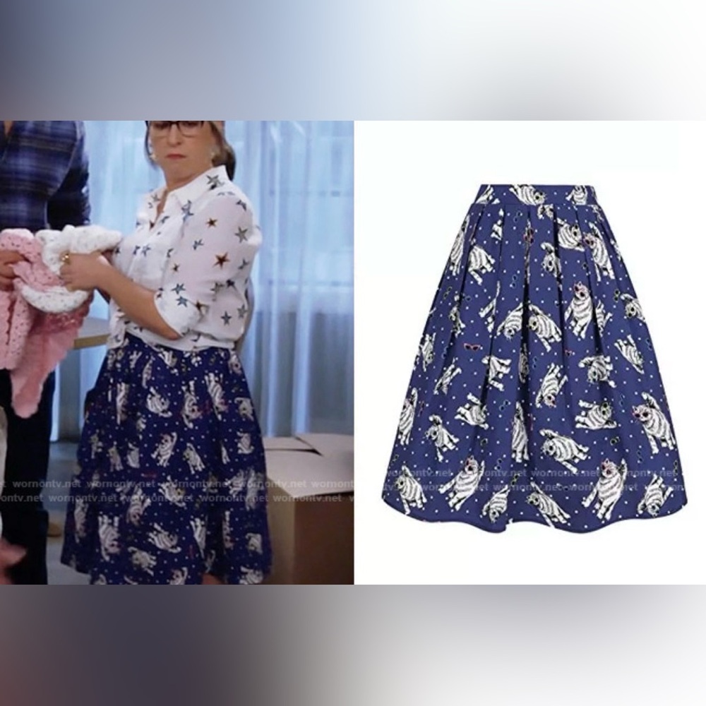 TAYDEY Plus Size 2X Quirky Cat Print Midi Skirt - Cats in Sunglasses - Pockets